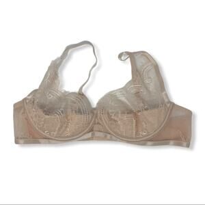 Oh la la Cherie Nude Fringe Lace Underwire Bra Blush Pink Medium